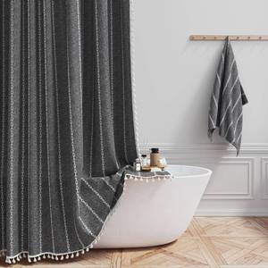 lot 2376 image: BTTN Farmhouse Shower Curtain 72x84 Long Linen Blend Charcoal Grey