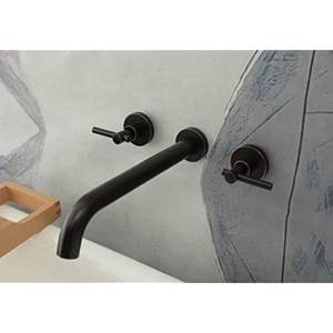 lot 7441 image: KOTTISAARI Wall Mount Tub Filler Faucet Oil Rubbed Bronze 11 Inch Spout  Retail $109.99