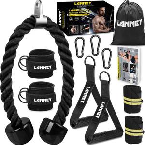 lot 7450 image: LANNEY Tricep Rope Cable Machine Attachment 35 Inch Home Gym Set