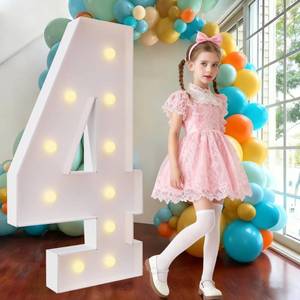 lot 7451 image: 4FT Foam Digital Light Number 4 Light-Up Sign
