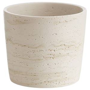 lot 7455 image: Ekirlin 7 Inch Natural Travertine Resin Plant Pot Planter With Drainage Hole