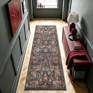 lot 7460 image: RUGSURE Washable Area Rug Vintage Tribal Rust 26 x 8