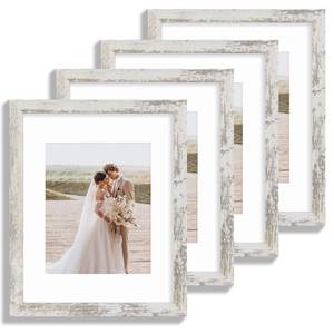 lot 7470 image: Hongkee 11x14 Wood Picture Frame Set of 4 with 8x10 Mat, Real Glass