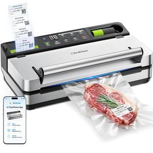 lot 7472 image: Beelicious Pro Vacuum Sealer 98kPa Smart Food Sealer with Label Printing VSP801  Retail $315.99