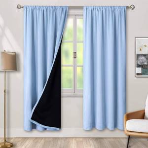 lot 7475 image: BGment Light Blue 100% Blackout Curtains 72 Inch Length 2 Panel Set