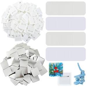 lot 7488 image: Wavwavw Square Pin Button Making Supplies 2x2 200 Set Clear