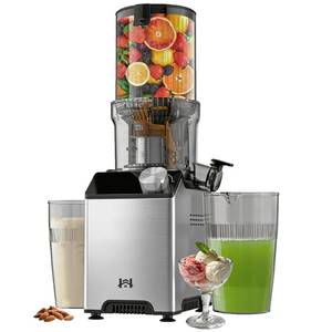 lot 7492 image: Whuto Cold Press Slow Masticating Juicer, Stainless Steel, Wide Feed Chute  Retail $129.99