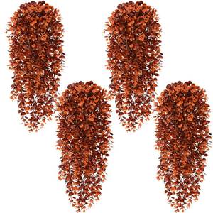 lot 7504 image: Waipfaru Fake Hanging Plants 4 Pack Red-Brown Eucalyptus Vines 32 Inch