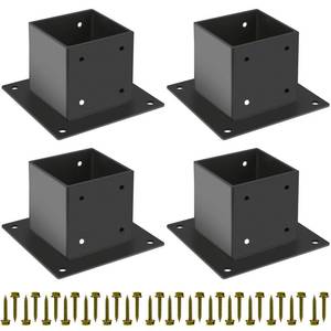 lot 7513 image: 4x4 Post Base Deck Post Bracket 3.5x3.5 Inner Steel Black 4 Pcs