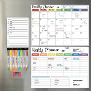 lot 8329 image: Hivillexun 3-Pack Magnetic Dry Erase Fridge Calendar Whiteboard 16.5 x 11.8 in