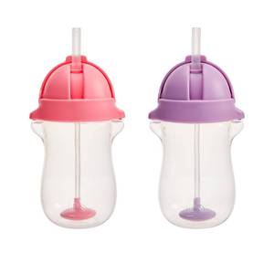 lot 8331 image: Munchkin Any Angle Weighted Toddler Straw Cups, 10 Ounce, 2 Pack, PinkPurple