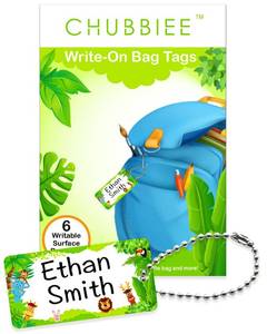 lot 8348 image: CHUBBIEE Kids ID Bag Tags for Backpacks and Lunch Boxes, 6-Pack, Forest