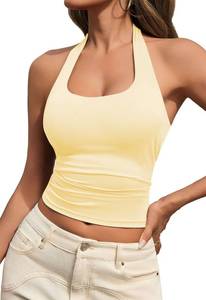 lot 8361 image: MAOECO Womens Halter Backless Crop Tank Top
