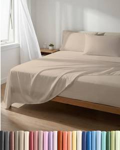 lot 8371 image: CGK Unlimited Microfiber 4 Piece Queen Bed Sheet Set Wheat