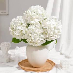 lot 8399 image: LILUYTO 4 Pack White Artificial Hydrangeas 18 Inch Stems