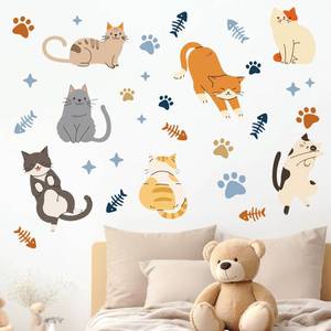 lot 8406 image: Mfault Cat Paw Print Wall Decals Stickers 2 Sheets 35 x 12 Inch Removable Vinyl