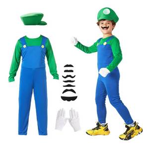 lot 8417 image: Sohathewo Boys Halloween Cosplay Costume Jumpsuit Set 7pcs Gloves Hat Mustache