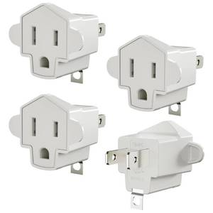 lot 8425 image: SUPERDANNY 2 to 3 Prong Grounding Outlet Adapter 15A 4 Pack White