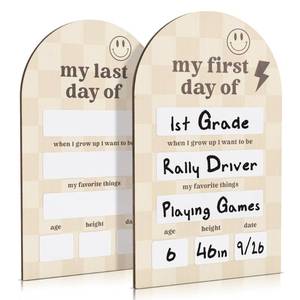 lot 8433 image: ZICOTO Wooden First and Last Day of School Board Sign 11.52 x 7.1 In Dry-Erase