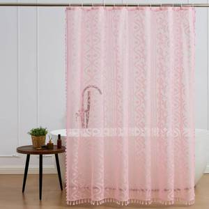 lot 8434 image: WAZZIO Pink Lace Vintage Floral Shower Curtain 72 x 72 In