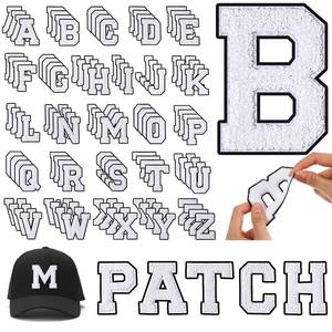lot 8457 image: WILLBOND Chenille Iron-On Letter Patches A-Z 104 Pieces 3.1 Inch White