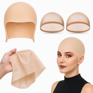 lot 8484 image: ihork Latex Bald Cap Set with 2 Nylon Wig Caps Adult Halloween Costume