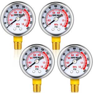 lot 8487 image: Xuhal Air Pressure Gauge 4 Pcs 0-200 PSI 18 NPT Lower Mount
