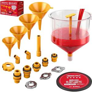 lot 9085 image: Ultimate No Spill Coolant Funnel Kit - 19-Piece Spill-Free Radiator Funnel Set, Spill Proof Radiator Bleeder Kit, Coolant Filling, Radiator Filler, Extra Funnels and Adapters for Universal Vehicle