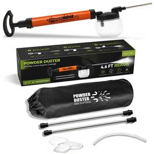 lot 9100 image: DISCOVTOOL Diatomaceous Earth Powder Duster,4.6 FT Adjustable Powder Pump Sprayer Applicator with 300ml Hopper and Carry Bag for Indoor Outdoor Diatomaceous Earth