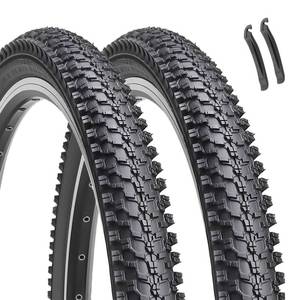 lot 9115 image: 2-Pack 24-inch Mountain Bike Tires Hycline 24x1.95 inch (54-507mm) Folding Replacement Puncture-Resistant Bicycle Tires with Pair Tire Levers for MTB Off-Road Bike