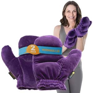 lot 9121 image: SunnyBay Microwavable Heated Hand Warmer Gloves, Pair, Small, Purple