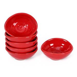 lot 9122 image: vicrays Ceramic Dipping Sauce Bowls �� Small Charcuterie Dip Cups Cooking Prep Condiment Oil Dish Mini Tapas Plates for Soy Sushi Salsas Wasabi Appetizer Dessert - Set of 6 Red
