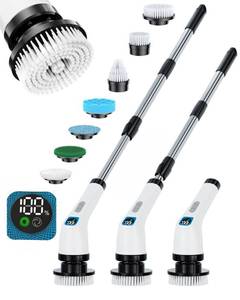 lot 9123 image: Electric Spin Scrubber with Long Handle  Shower Cleaner Brush for Bathroom