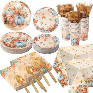 lot 9143 image: Ziliny 352 Pcs Fall Thanksgiving Party Supplies Serve 50 Guests