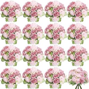 lot 9144 image: Scawim 16 Bundles Peonies Artificial Flowers Bulk - Blush Pink