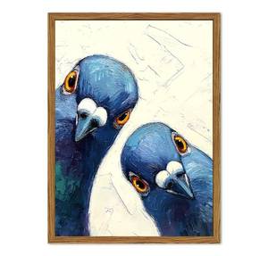 lot 9151 image: Framed Funny Pigeons Canvas Wall Art, Humorous Bird Pictures Wall Decor, Eclectic Animal Paintings Prints Whimsical Home Decor for Living Room Bedroom Bathroom 12x16 inch