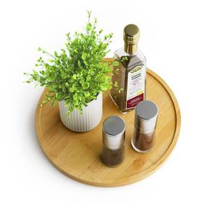 lot 9152 image: Lazy Susan Organizer Homerays 10 Inch Non-Skid Bamboo Lazy Susan for Kitchen Rotating Spice Rack for Kitchen Cabinet, Wood Turntable for Kitchen Countertop Organizer