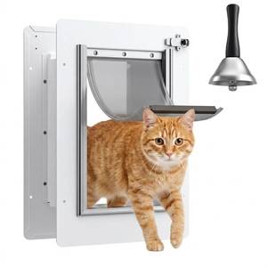 lot 9155 image: Pet Door for Wall - Steel Frame, Telescoping Tunnel & Double Silicone Flaps Dog Door, Cat Doors with Secure Lock (Cat Up to 10 lbs) - Small