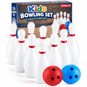 lot 9159 image: KiddieLoot Bowling Set, 10 White Pins & 2 Balls Indoor Outdoor Bowling Game