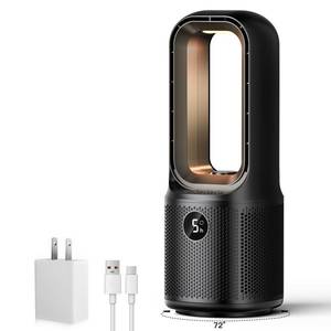lot 9160 image: letme Bladeless Desk Fan Small Quiet, 5-Speed Bedside Table Fan with 3-Level Brightness Night Light, 72° Oscillation, 9-Hour Timer, Wired Power with Adapter, Fan for Bedroom Office Home, 13x5 Inch