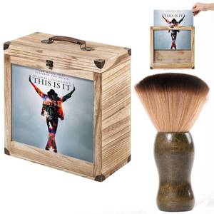 lot 9169 image: Kerty Vinyl Record Storage Box, Wood Vinyl Record Case with Display Window - Fits 71012 Inch Standard Records, Holds 30-35 Albums (Brown)