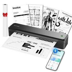 lot 9177 image: Arrvel A8 Portable Thermal Printer, Wireless Bluetooth Inkless Printer for Travel, Supports 8.5 x 11 US Letter and A4 Thermal Paper, Compatible with iPhone, Android, Windows, Mac (Black)