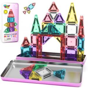 lot 10102 image: Minecftoy 40PCS Magnetic Tiles Mini Travel Essentials Toys with Case Set, Preschool Montessori Education Magnetic Building Blocks Games Sensory Toys for 3 4 5 Year Old Boys Girls Birthday Gifts