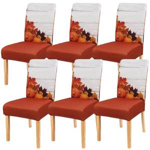 lot 10109 image: Nmxomug Fall Chair Covers Set of 6,Thanksgiving Parsons Autumn Leaves Dining Chair Protectors,Elastic Removable Washable Dining Chair Covers,Fall Decor for Home