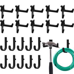 lot 10117 image: Qiyaz 20 Pcs Storage Shed Tool Hooks Black Tool Hanger Compatible with Suncast Shed Accessories for Hanging Storage Shelves Organizer Accessories Parts Replacement Screws Brackets Ladders(Jv)