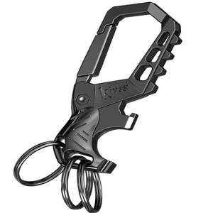 lot 10123 image: Kivssi Heavy duty metal keychains, Carabiner clip Car key chains,Fashion family keychain bottle opener and 3 Key Rings suitable for men and women.��Black-1pcs��