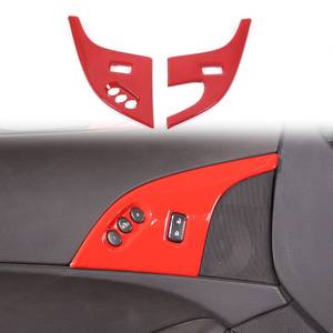 lot 10151 image: Moittellc Door Lock Switch Button Cover Trim Compatible with Chevy Corvette C6 2005-2013, Memory seat Button Cover Trim Accessories(Sports red)
