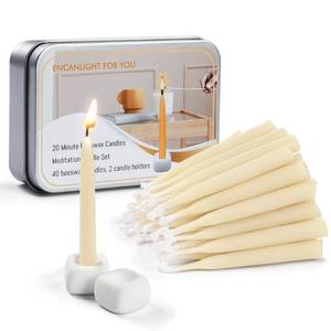 lot 10170 image: Meditation Beeswax Candles 40Pcs, 20 Minute Mini Candles Set-White