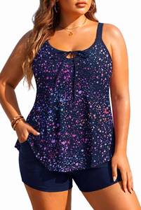 lot 10205 image: Starry Sky Women Plus Size Tankini Swimsuit with Pockets Shorts 20 Plus