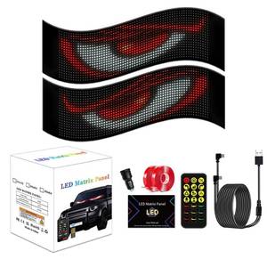 lot 10206 image: 2 Pack Devils Eye LED Light Signs for Cars, SUVs, Trucks Windshield, Bluetooth App Control DIY Programmable Scrolling Digital Flexible LED Display, Waterproof, 13.7x4.01